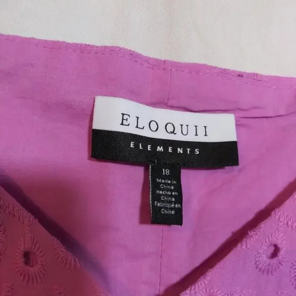 ELOQUII Elements Women’s Belted Eyelet Dress Puff Sleeve Mini Dress Plus Size 18 - Picture 7 of 10